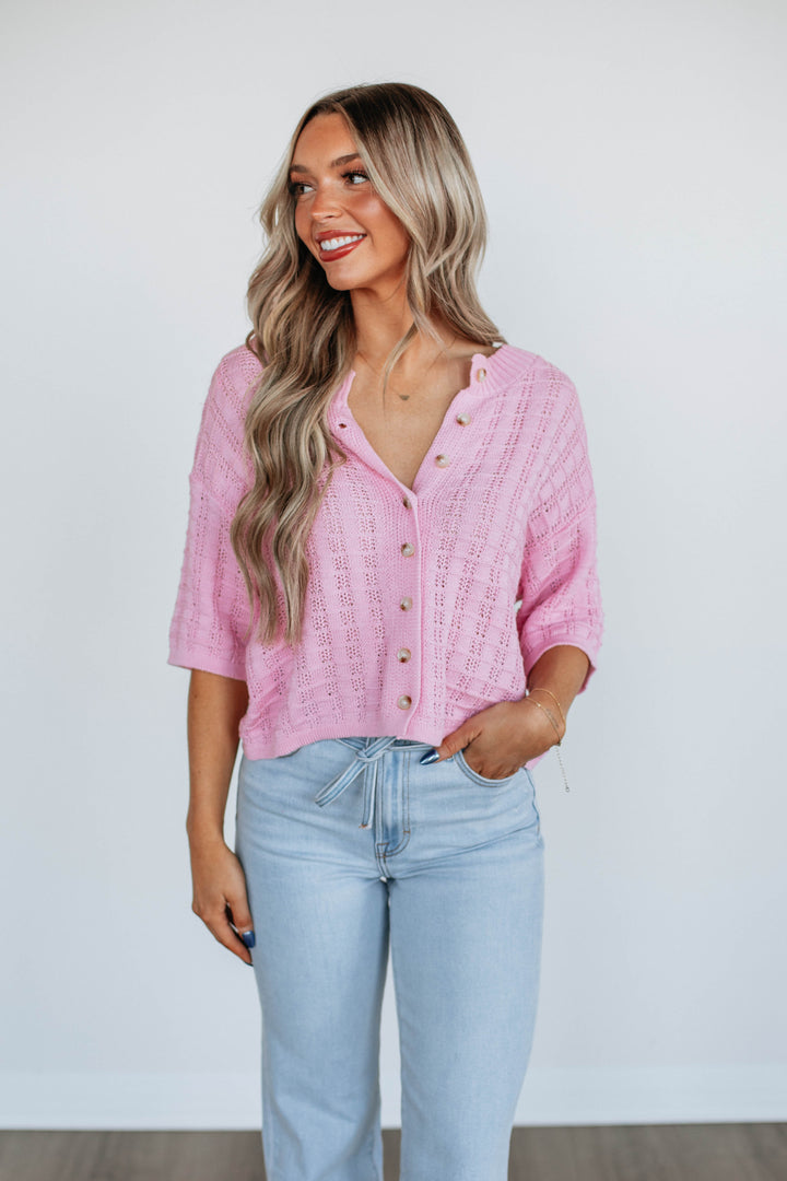 Mayella Knit Top - Bubblegum