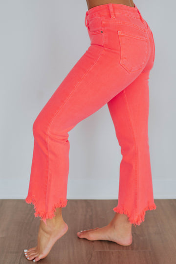 Neona Risen Jeans - Neon Coral