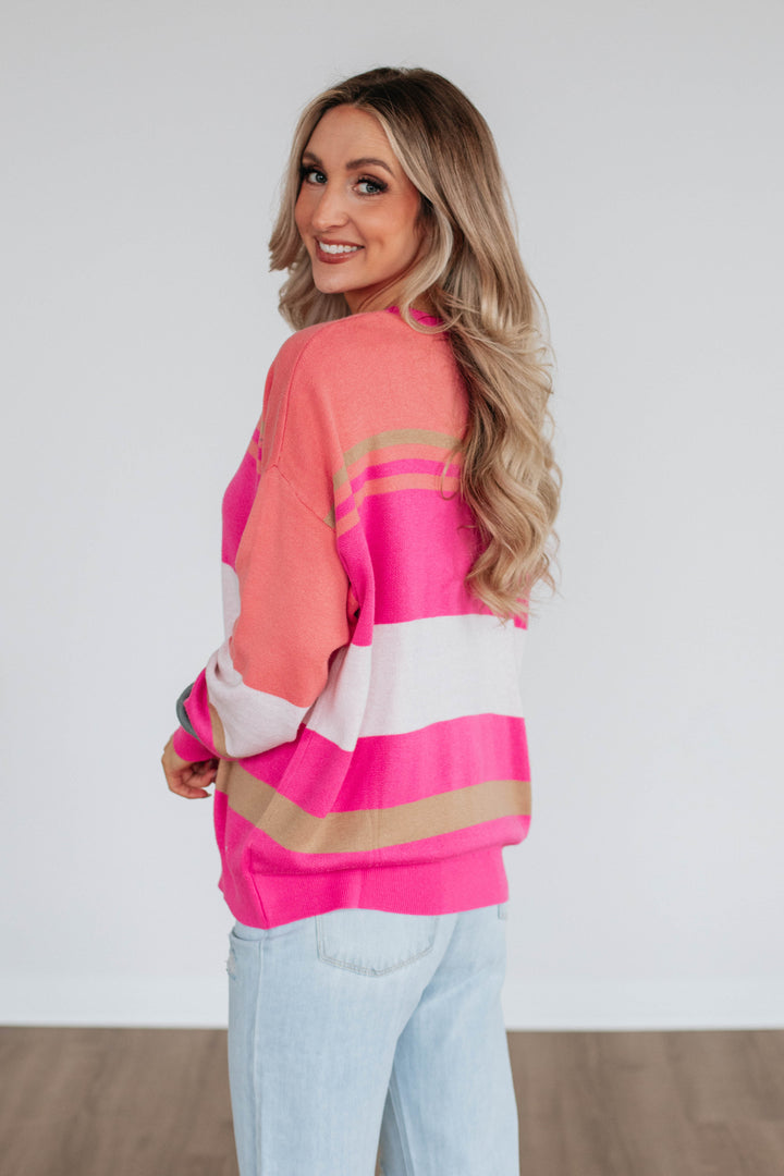 Nima Colorblock Sweater - Fuchsia Mix