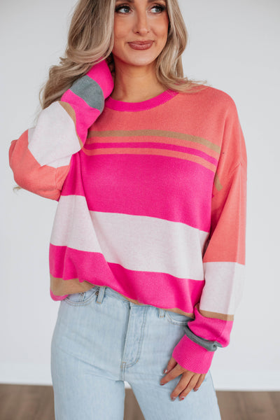 Nima Colorblock Sweater - Fuchsia Mix