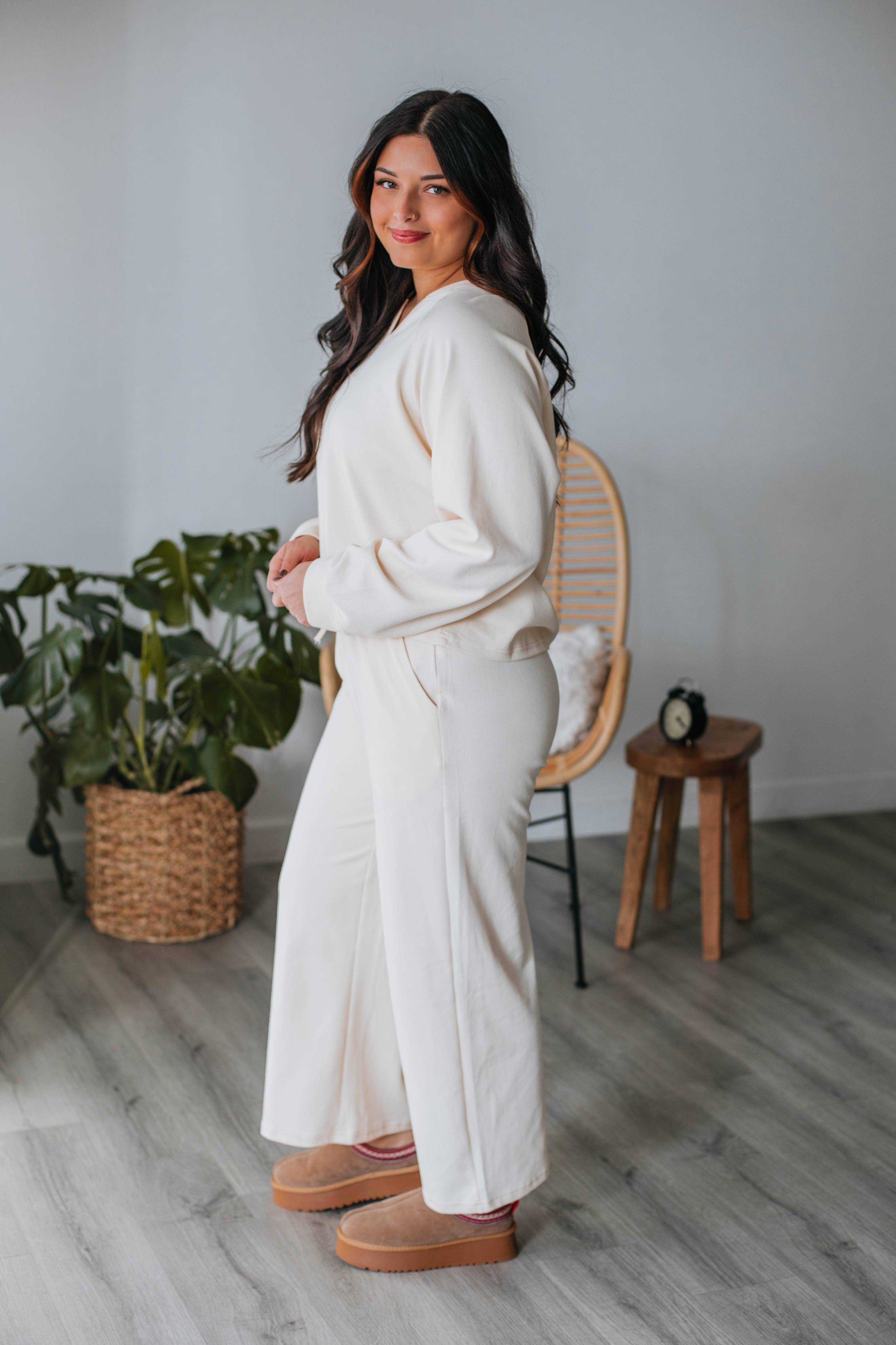 Nina Two Piece Lounge Set Cream Wild Oak Boutique