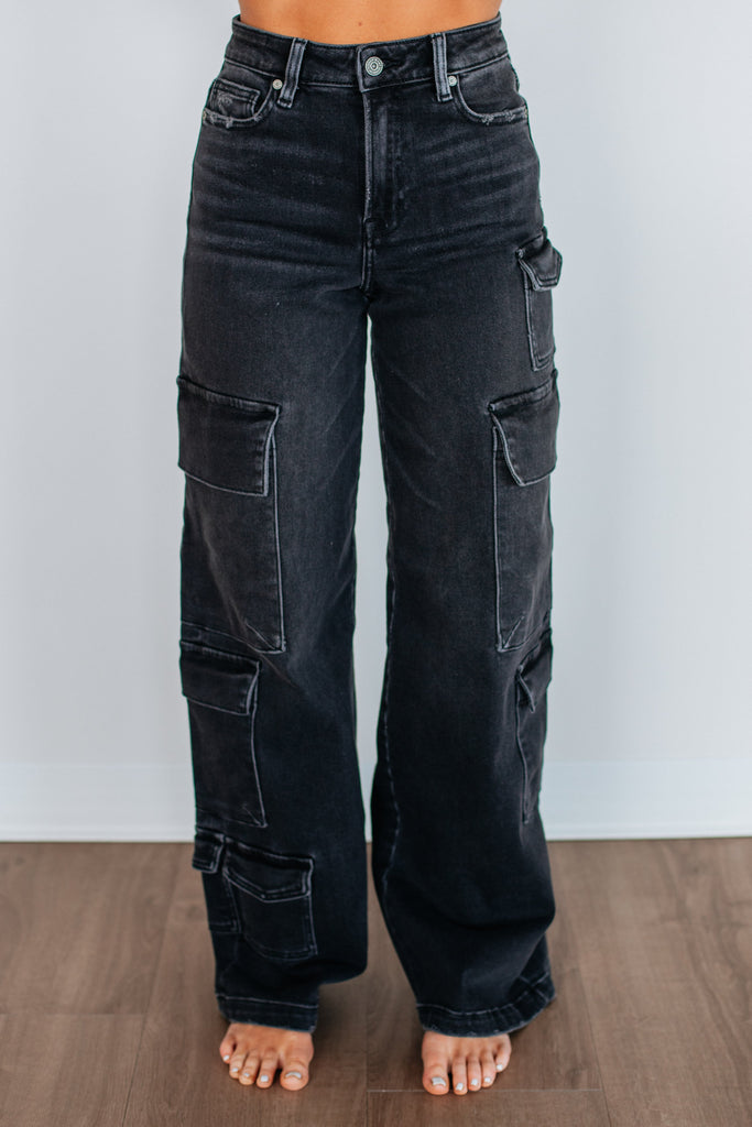 Nori Hidden Cargo Jeans - Vintage Black