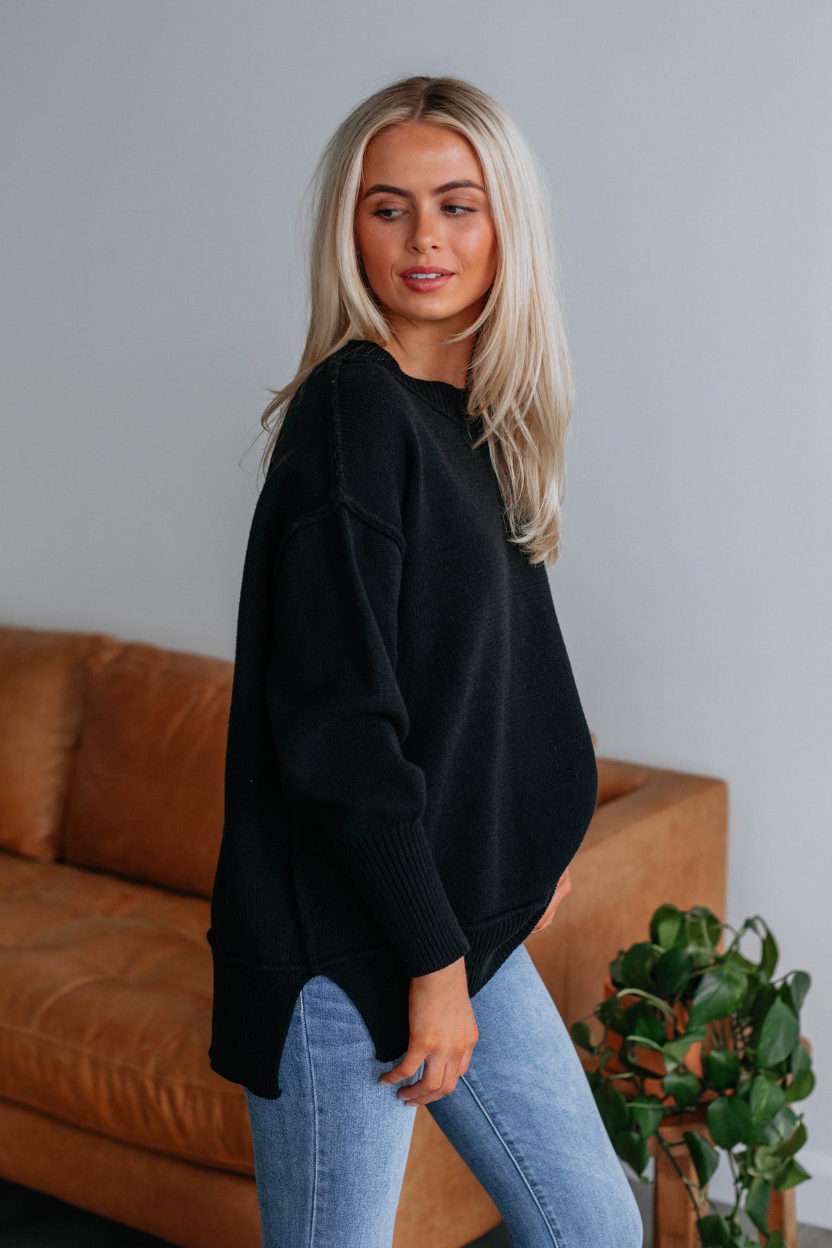 Odelia Oversized Sweater - Black – Wild Oak Boutique