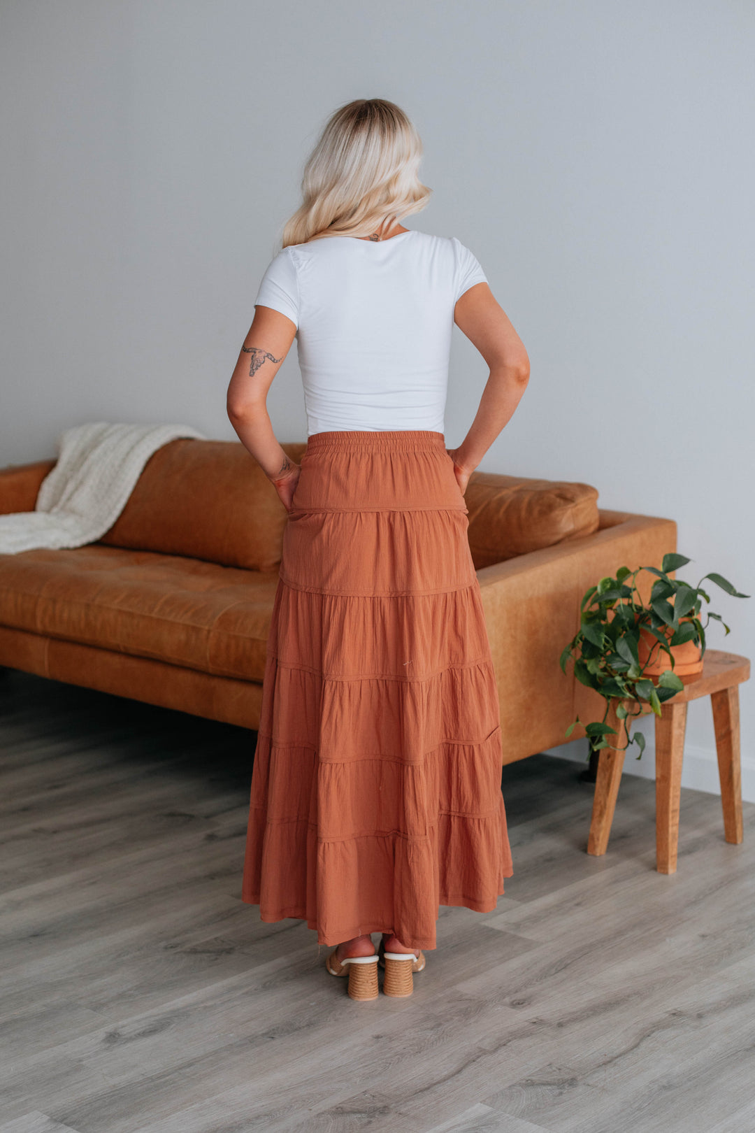 Parli Tiered Maxi Skirt - Clay