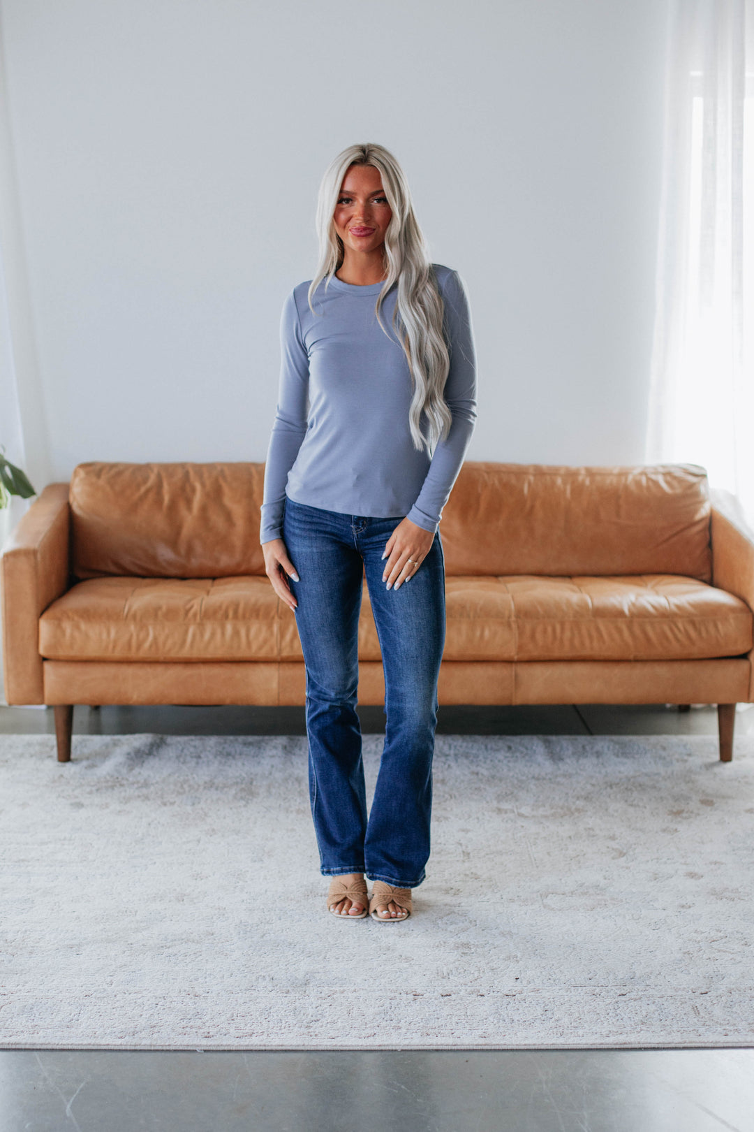 Penny Long Sleeve Top - Vintage Blue