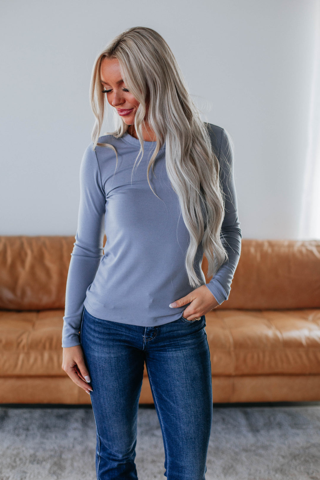 Penny Long Sleeve Top - Vintage Blue