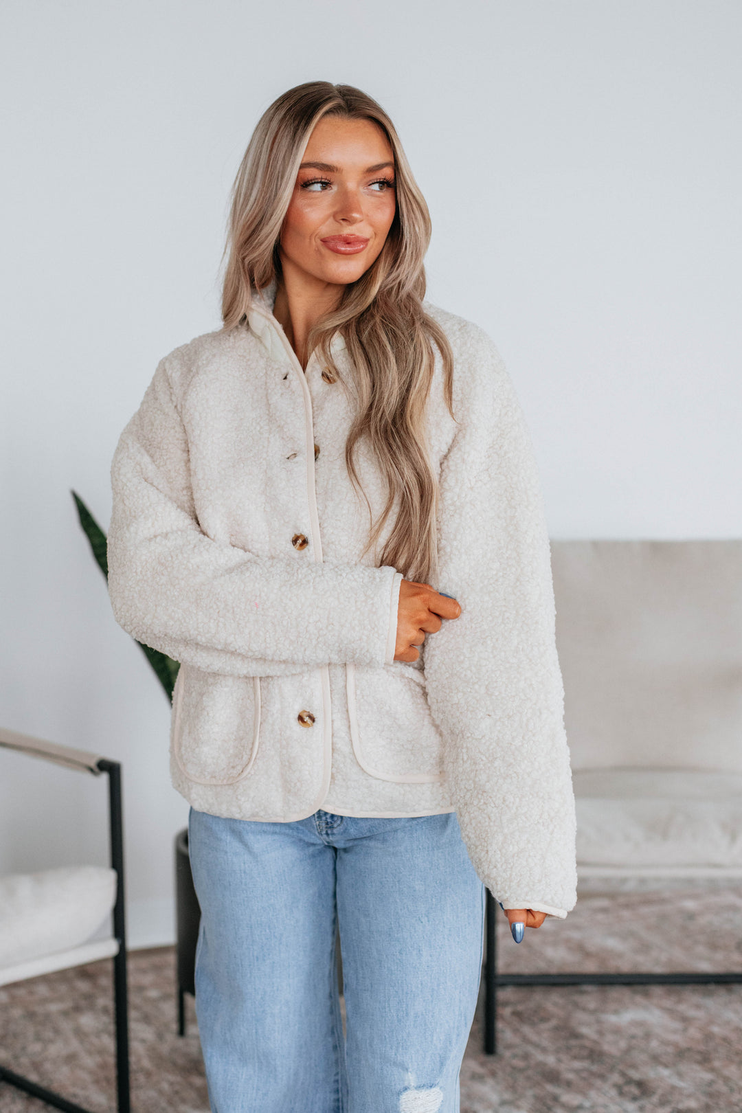 Perla Sherpa Jacket - Cream