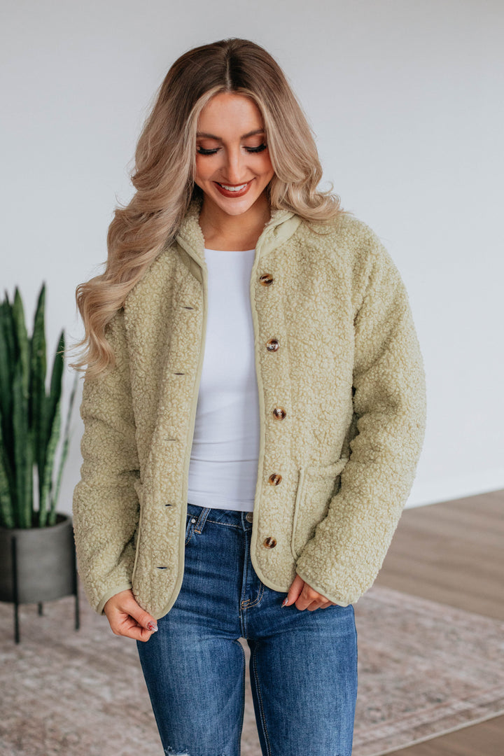 Perla Sherpa Jacket - Light Olive