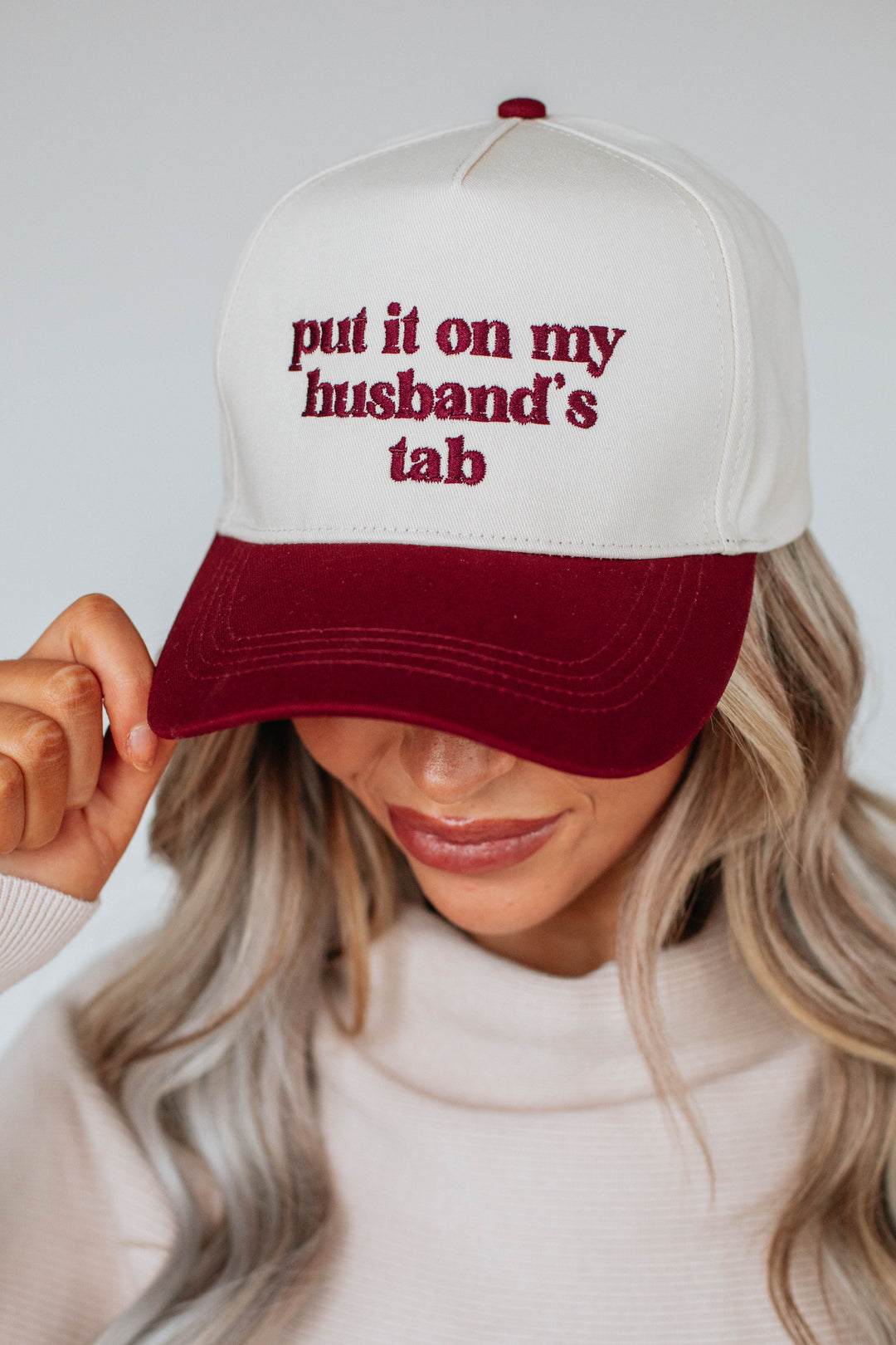 Put It On My Husband's Tab Hat - Burgundy