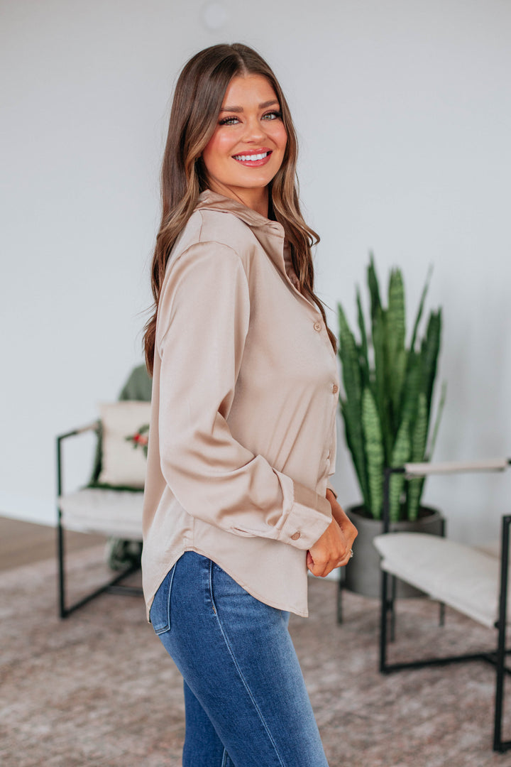 Quinn Button Down Blouse - Nude