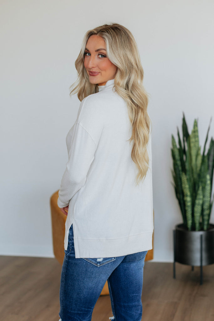 Rachelle Mock Neck Top - Oatmeal