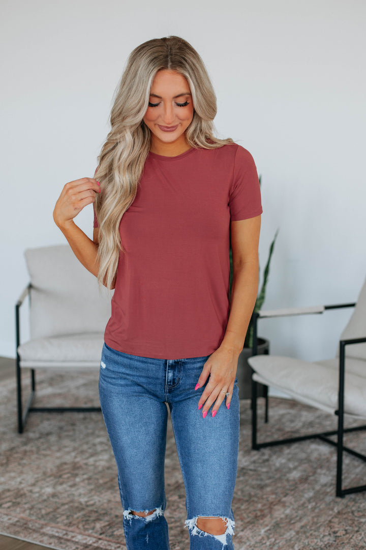 RaeAnn Basic Tee - Raspberry