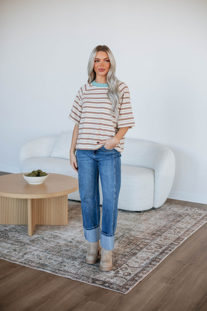 Lansen Striped Top - Taupe