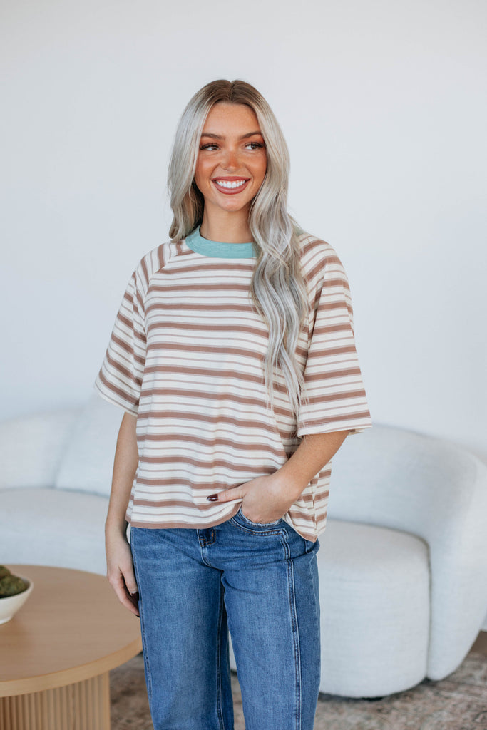 Lansen Striped Top - Taupe