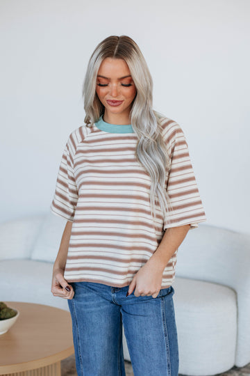 Lansen Striped Top - Taupe