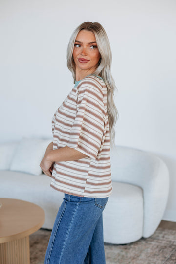 Lansen Striped Top - Taupe