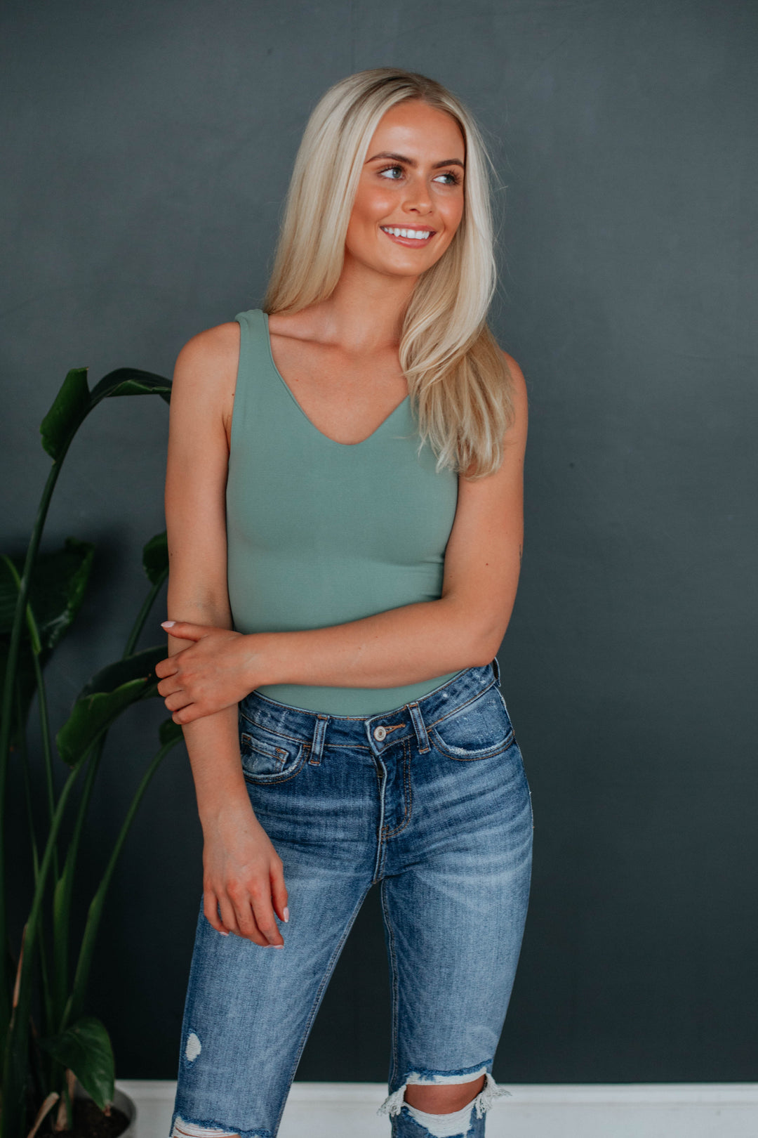 Sweet & Simple Bodysuit - Dusty Sage