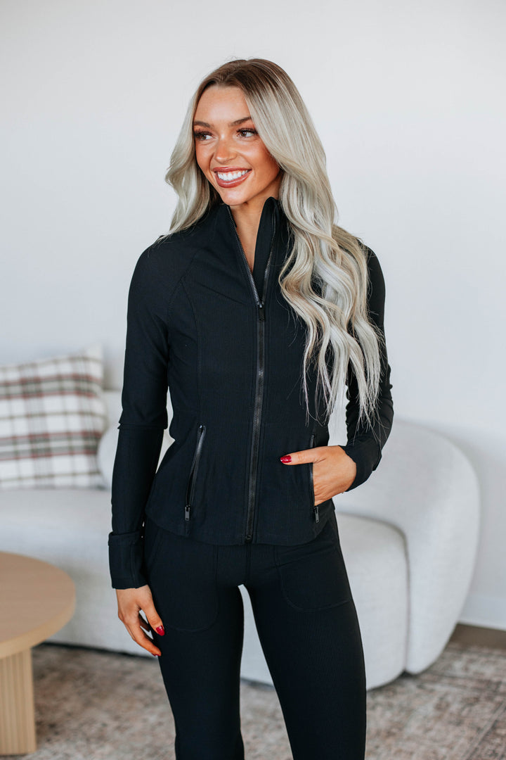 Rixie Ribbed Active Jacket - Black