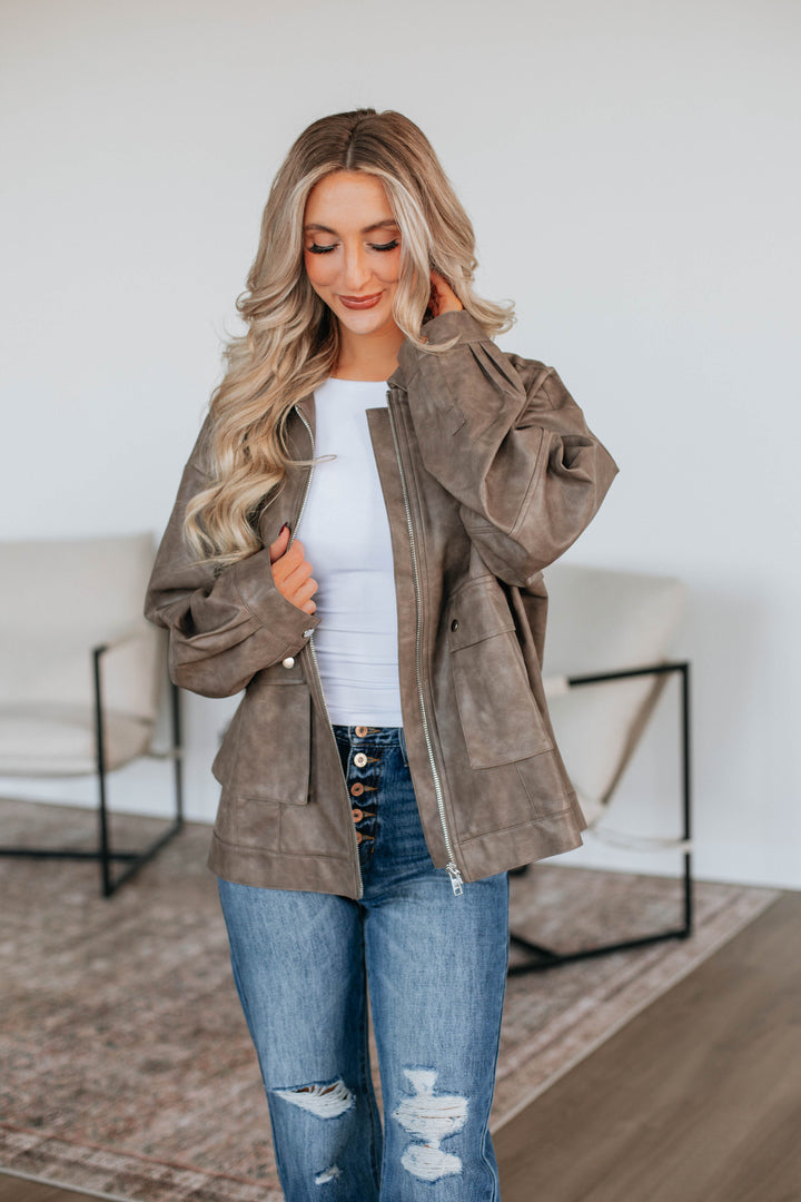 Ryann Leather Jacket - Mocha