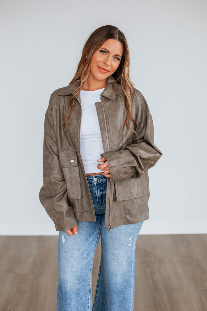 Ryann Leather Jacket - Mocha