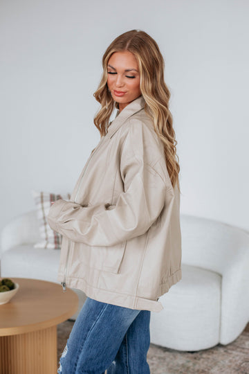 Ryann Leather Jacket - Natural