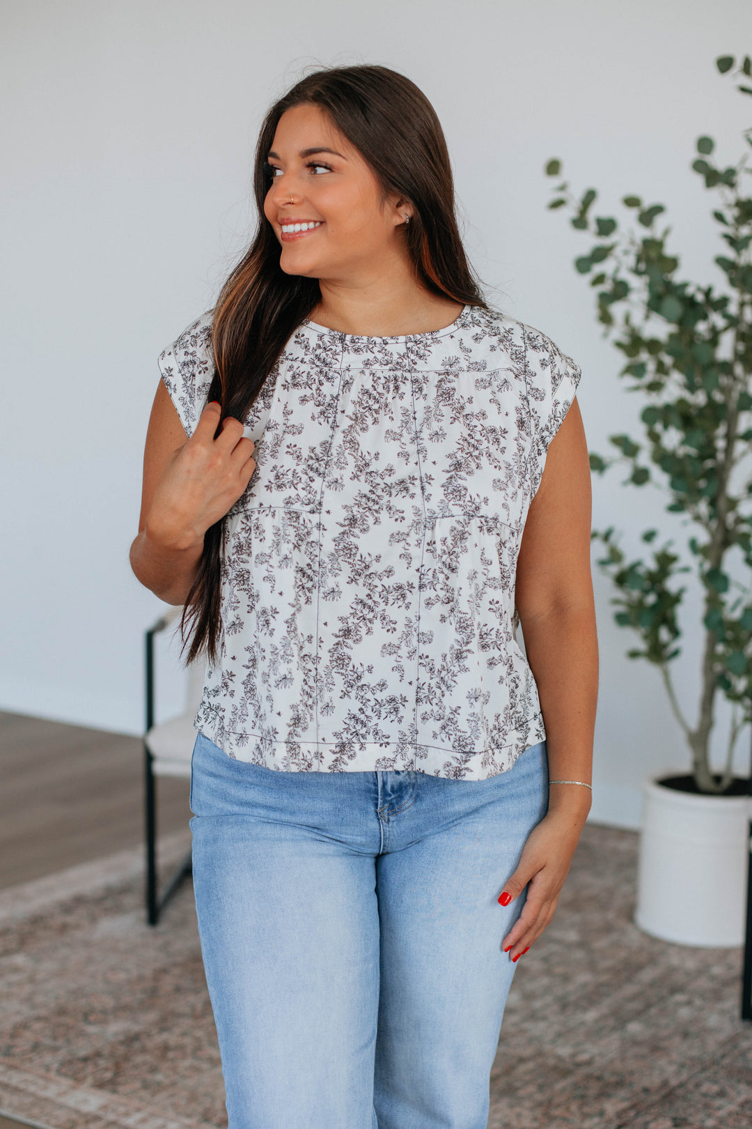 Sina Floral Top - Ivory