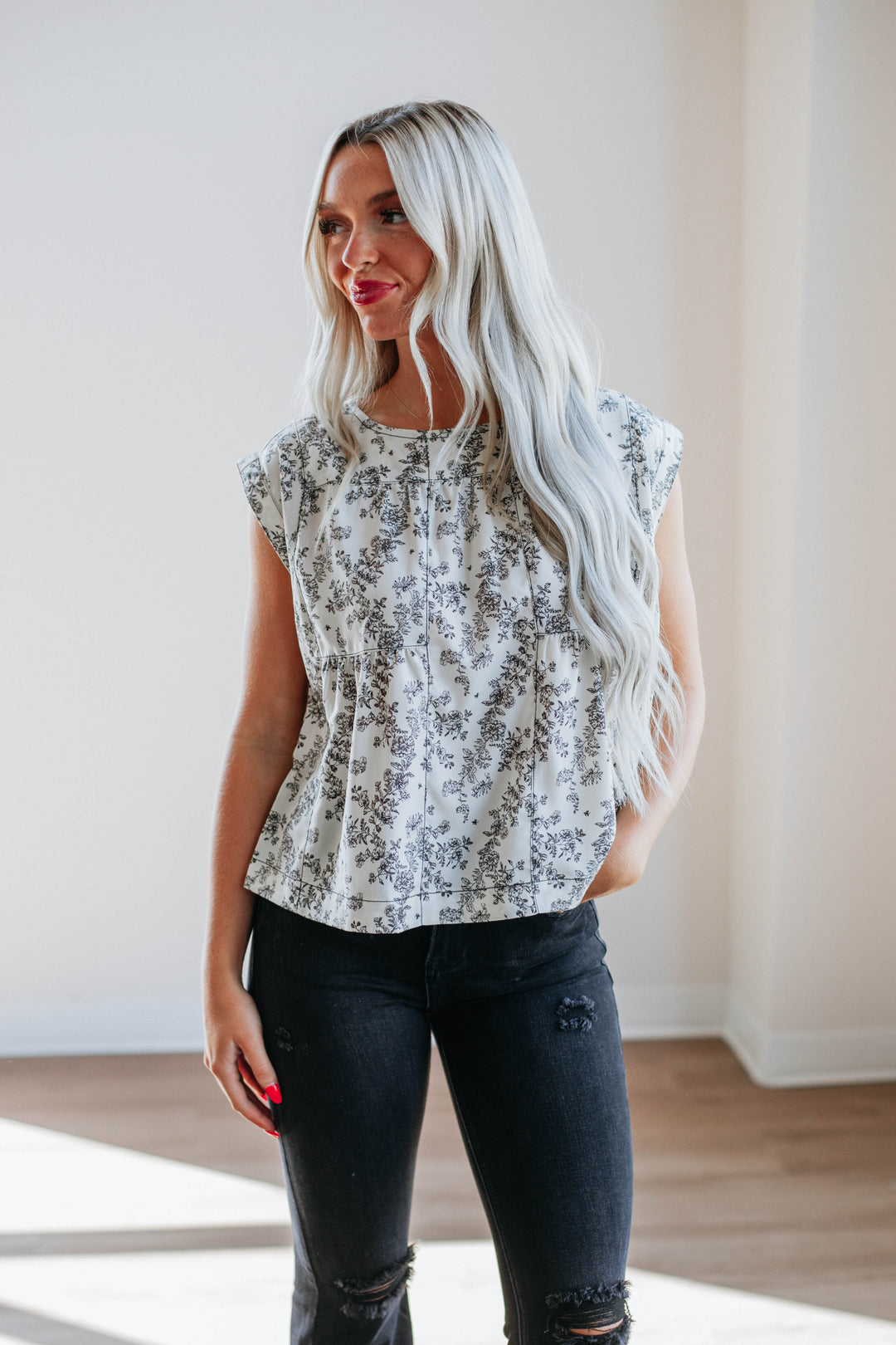 Sina Floral Top - Ivory