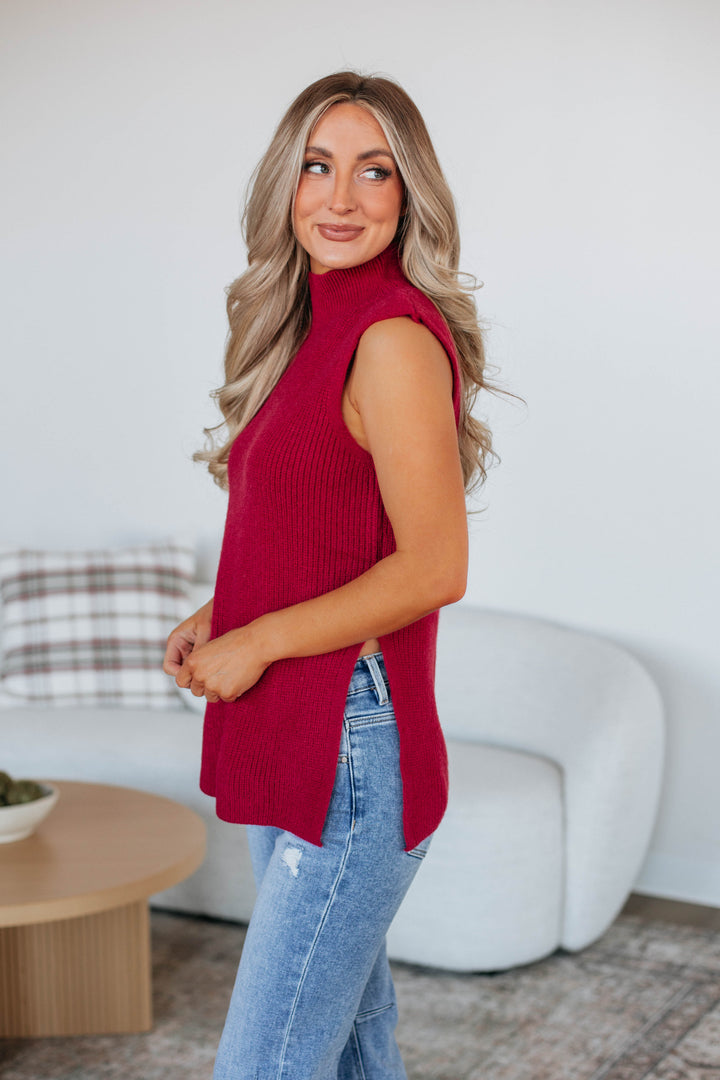 Sophia Sweater Top - Cranberry