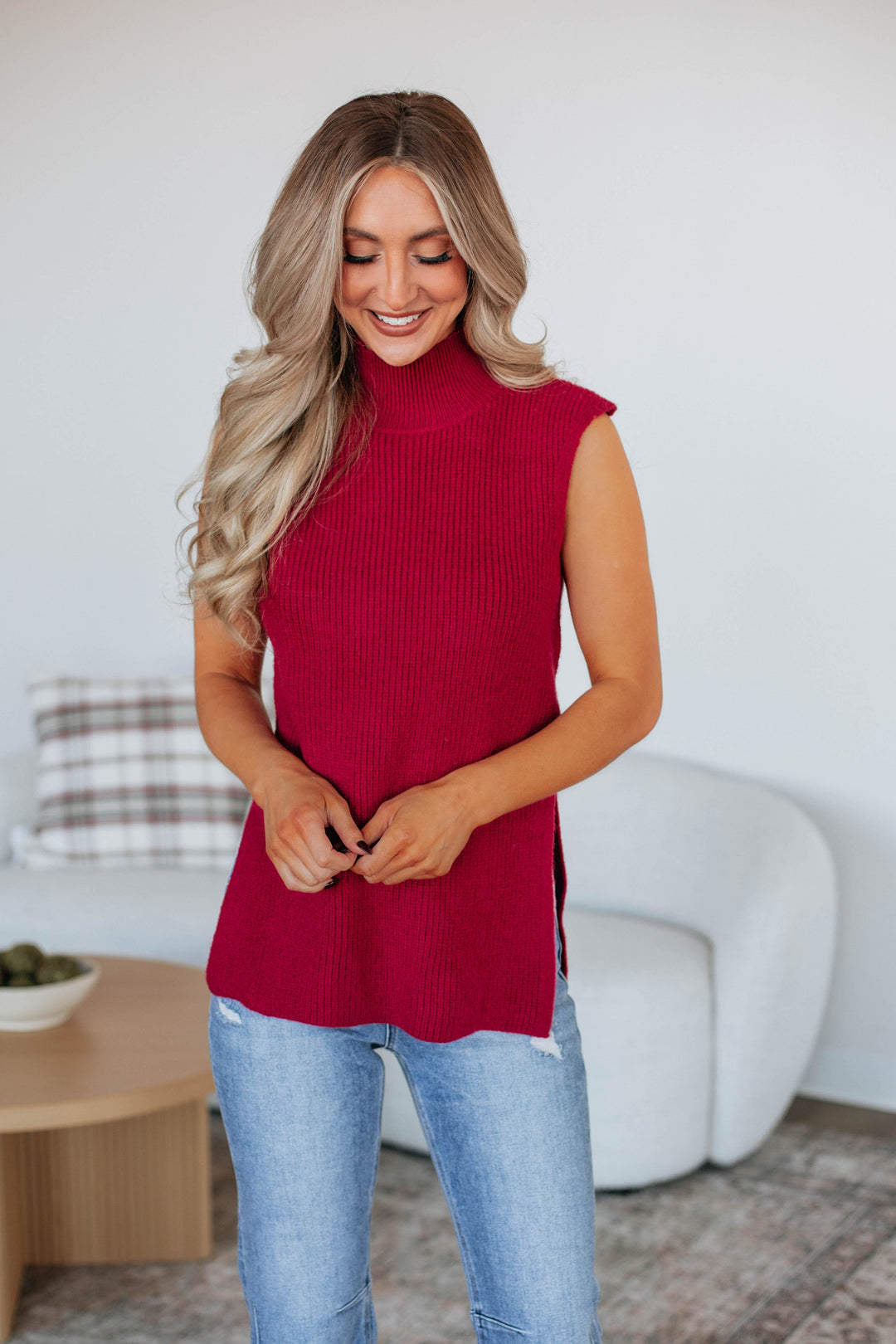 Sophia Sweater Top - Cranberry