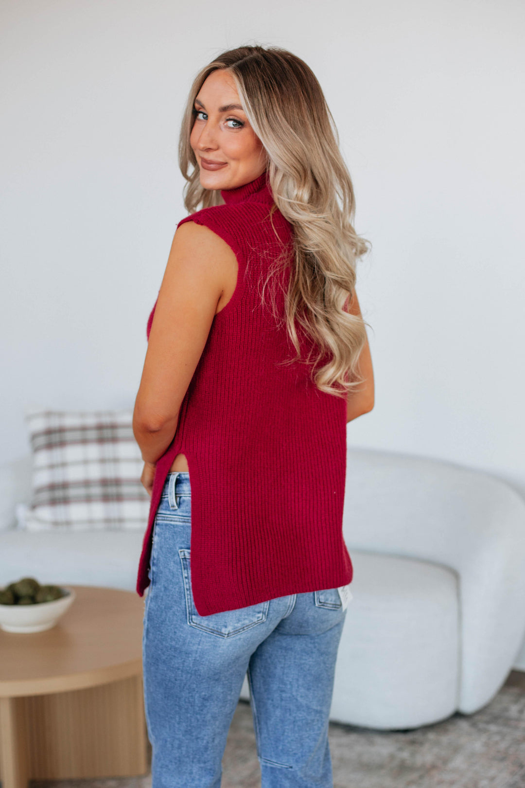 Sophia Sweater Top - Cranberry