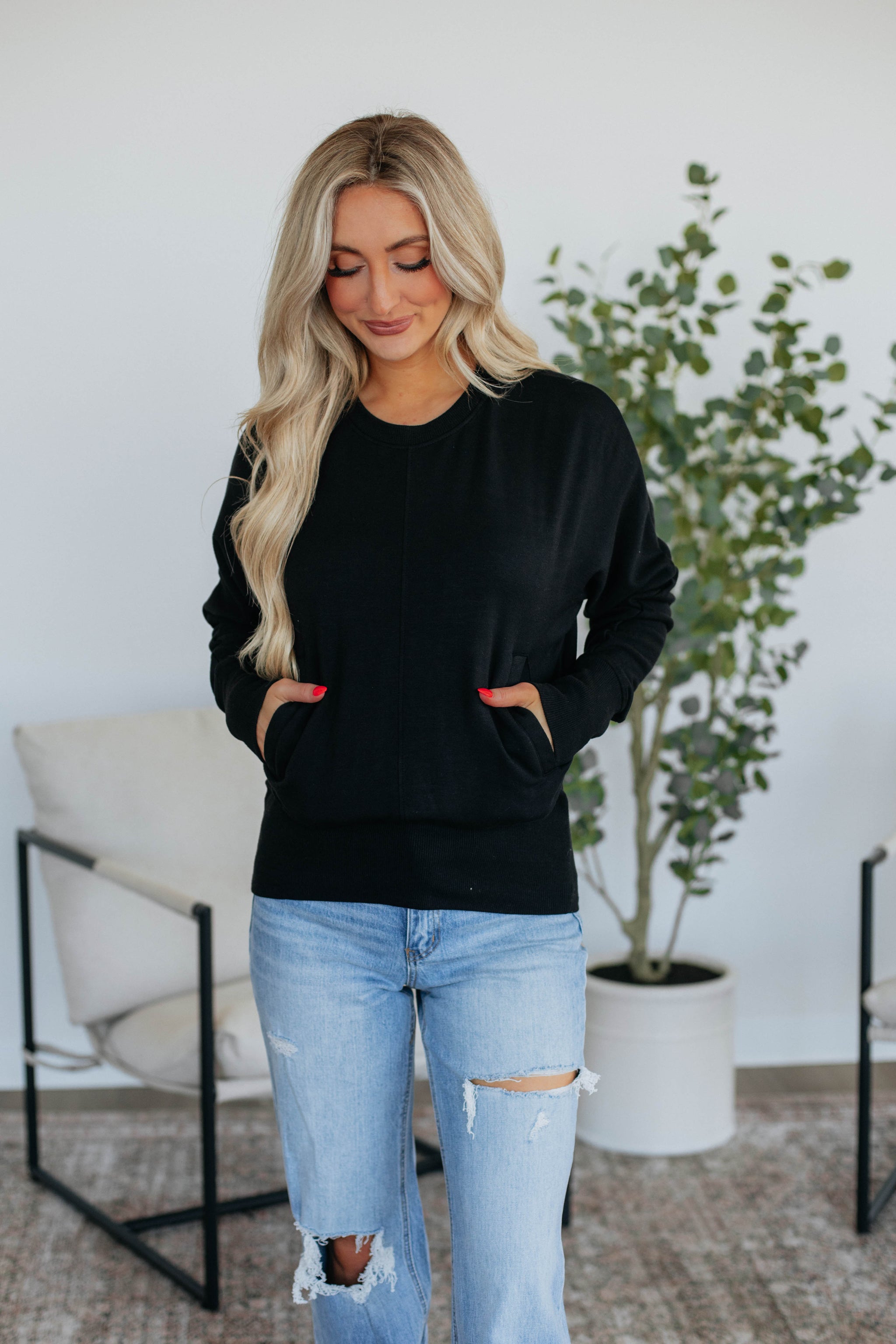 Stefani Dolman Top - Black