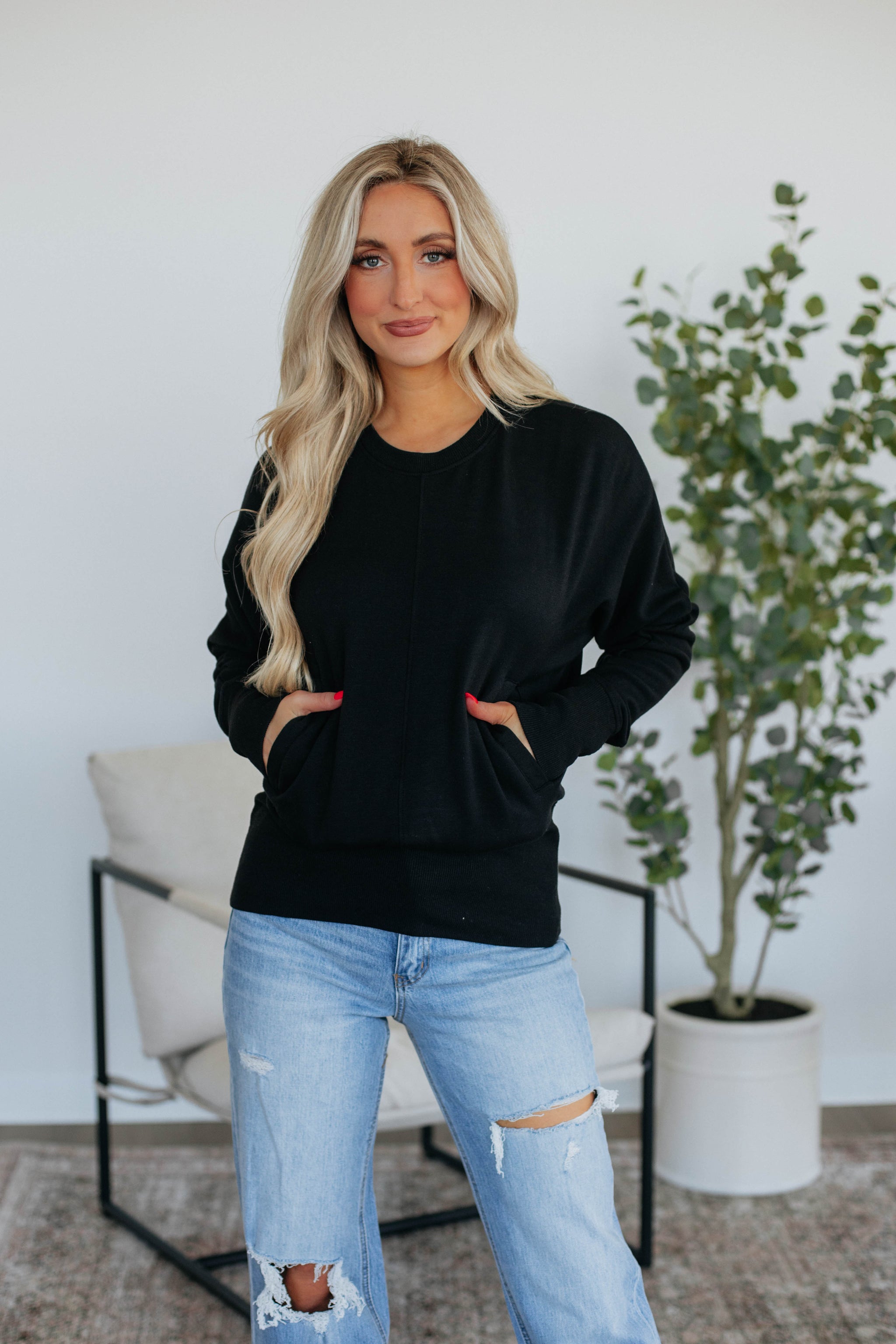 Stefani Dolman Top - Black