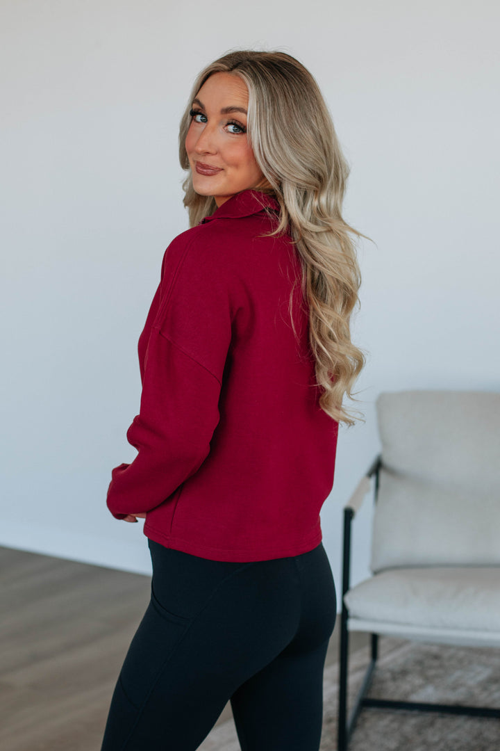 Tova Half-Zip Pullover - Crimson