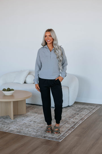 Tova Half-Zip Pullover - Heather Grey