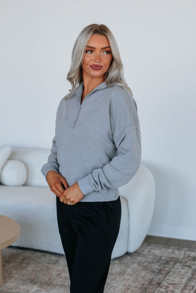 Tova Half-Zip Pullover - Heather Grey