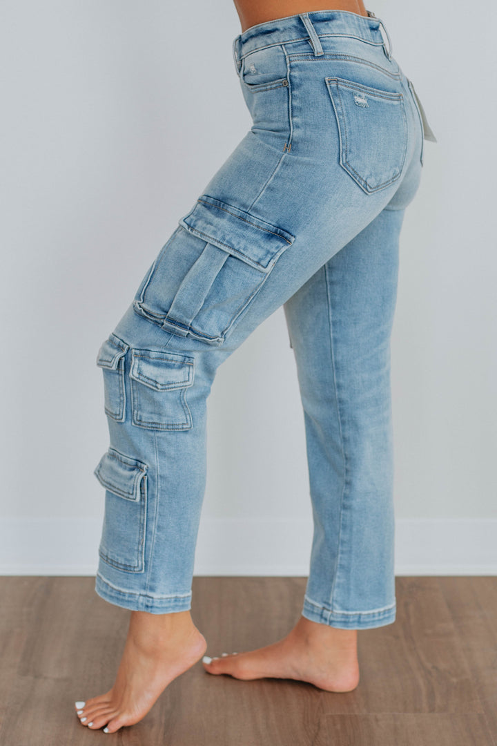 Tracey Hidden Cargo Jeans - Light Wash