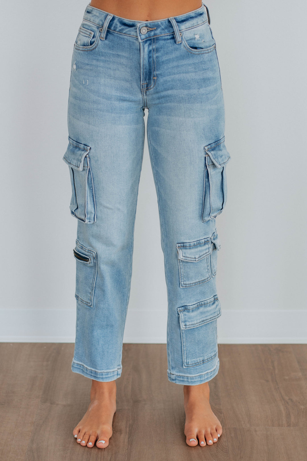 Tracey Hidden Cargo Jeans - Light Wash