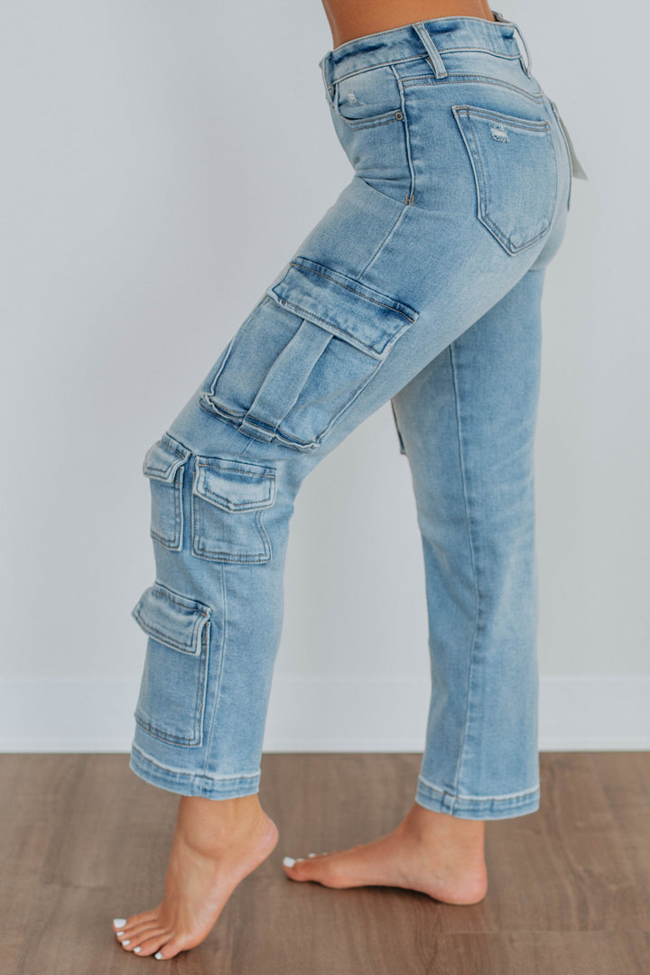 Tracey Hidden Cargo Jeans - Light Wash