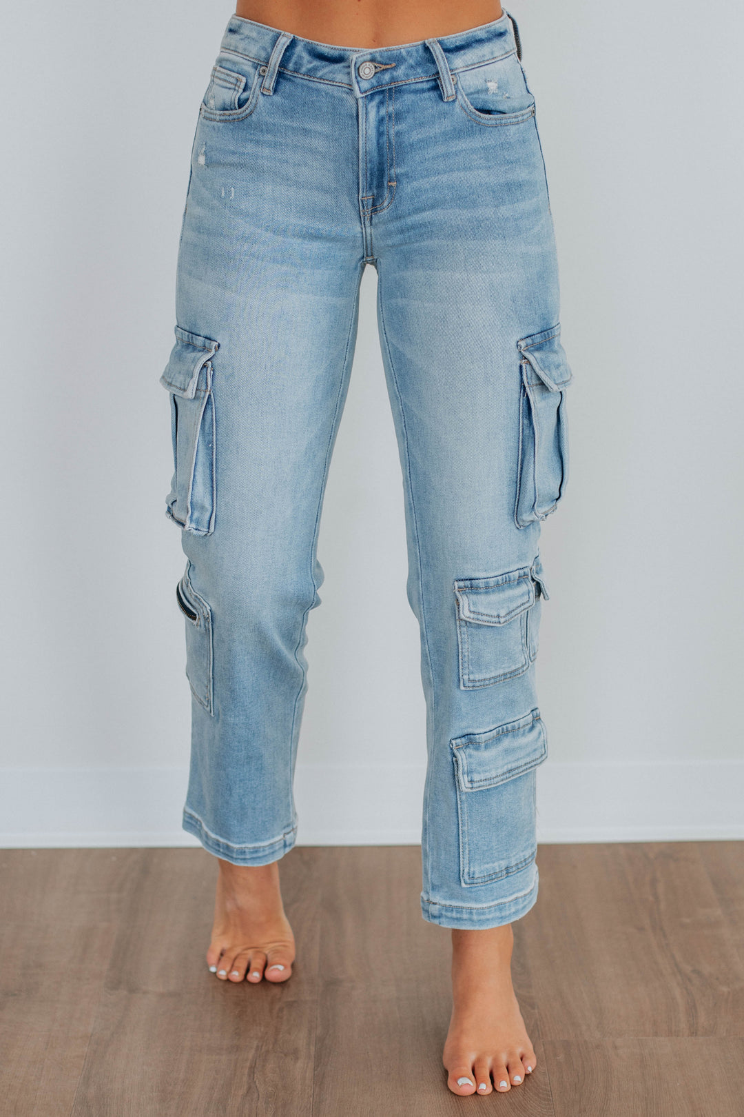 Tracey Hidden Cargo Jeans - Light Wash