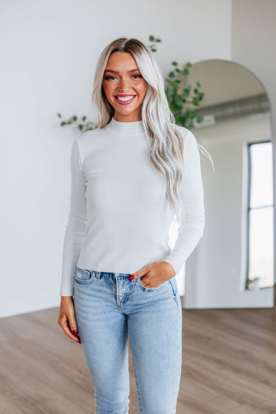 Trey Mock Neck Top - Ivory