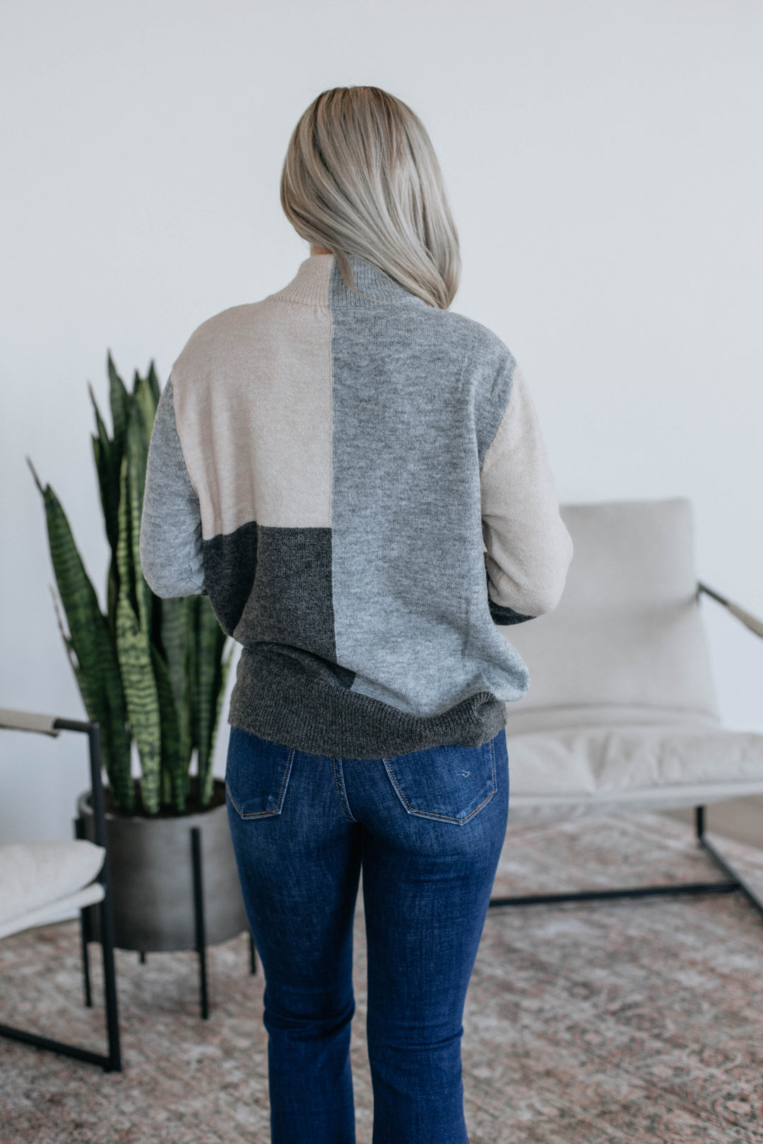 Vickie Colorblock Sweater - Heather Grey