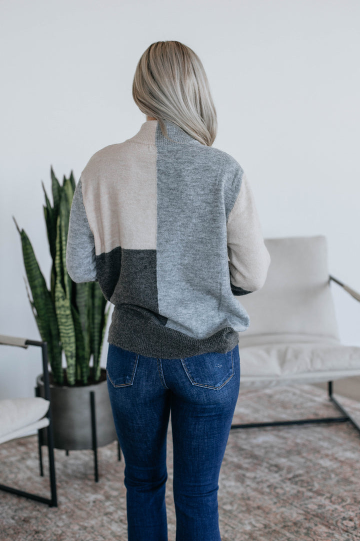 Vickie Colorblock Sweater - Heather Grey