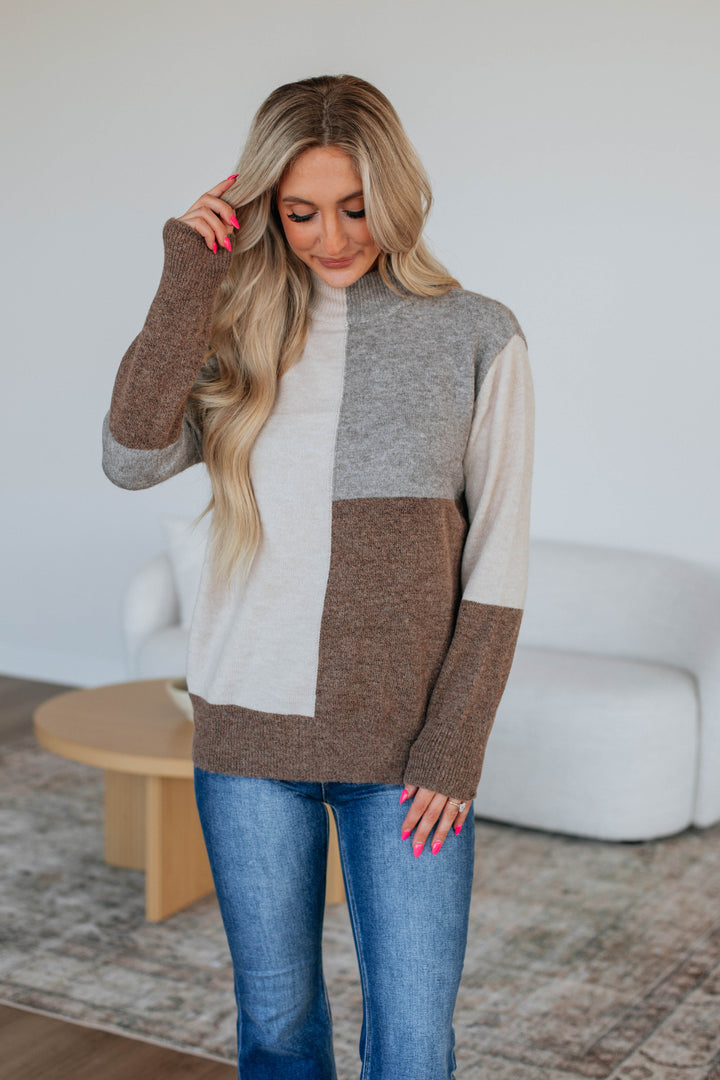 Vickie Colorblock Sweater - Mocha