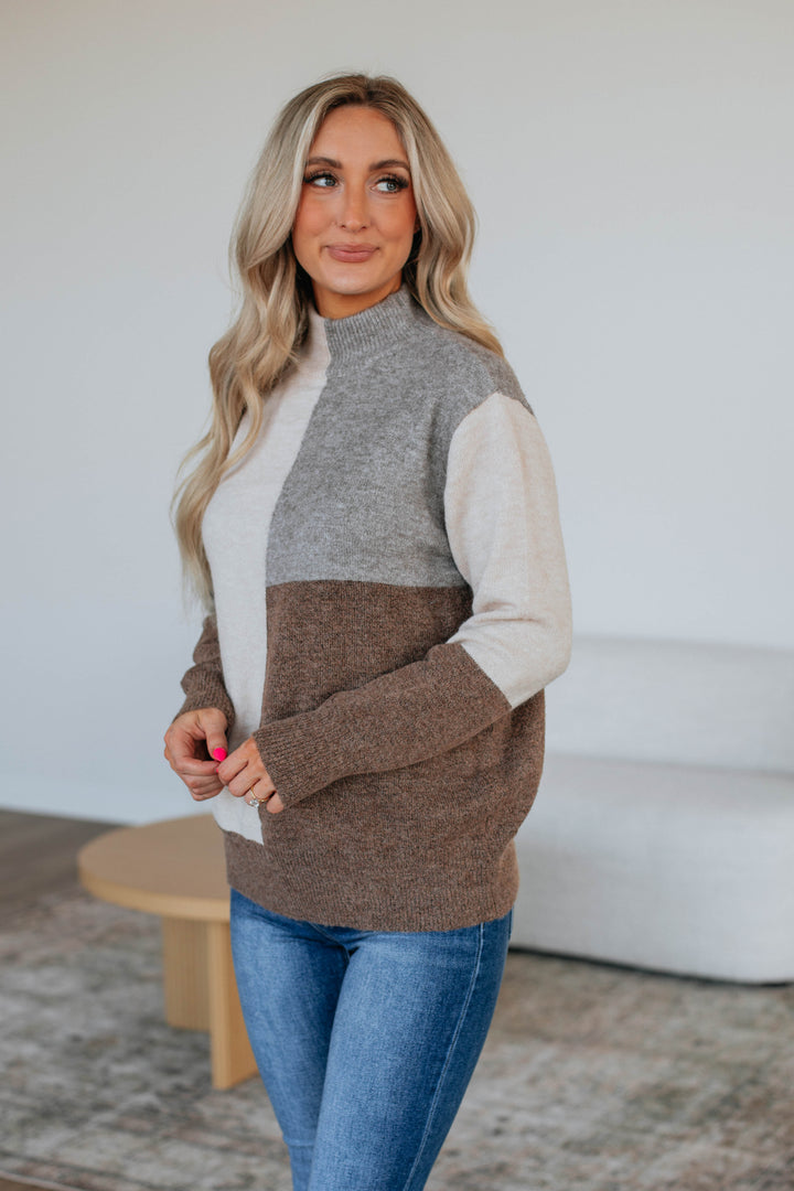 Vickie Colorblock Sweater - Mocha