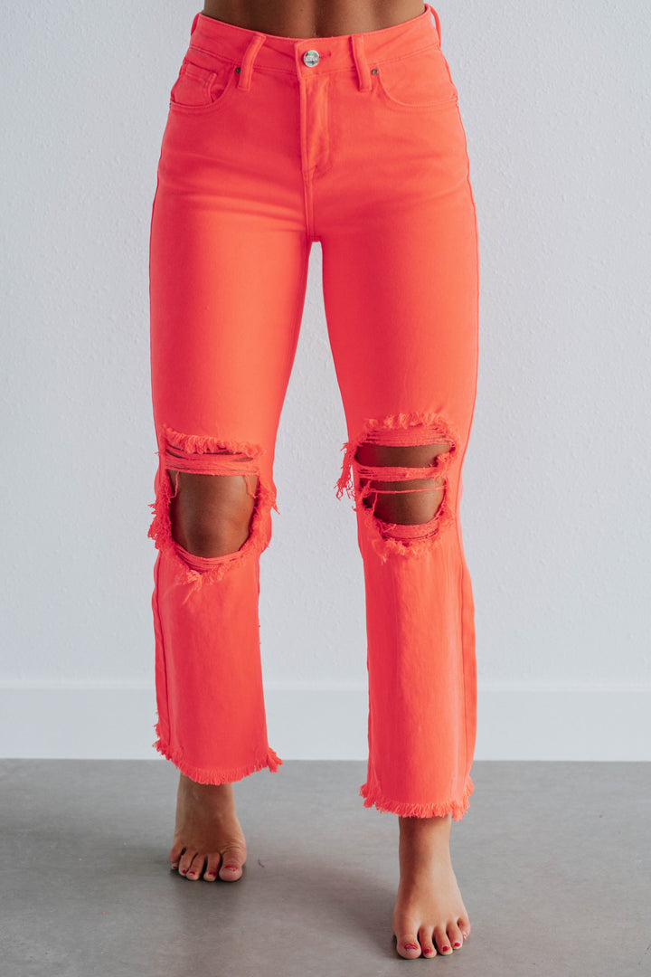 Willow Risen Jeans - Neon Coral