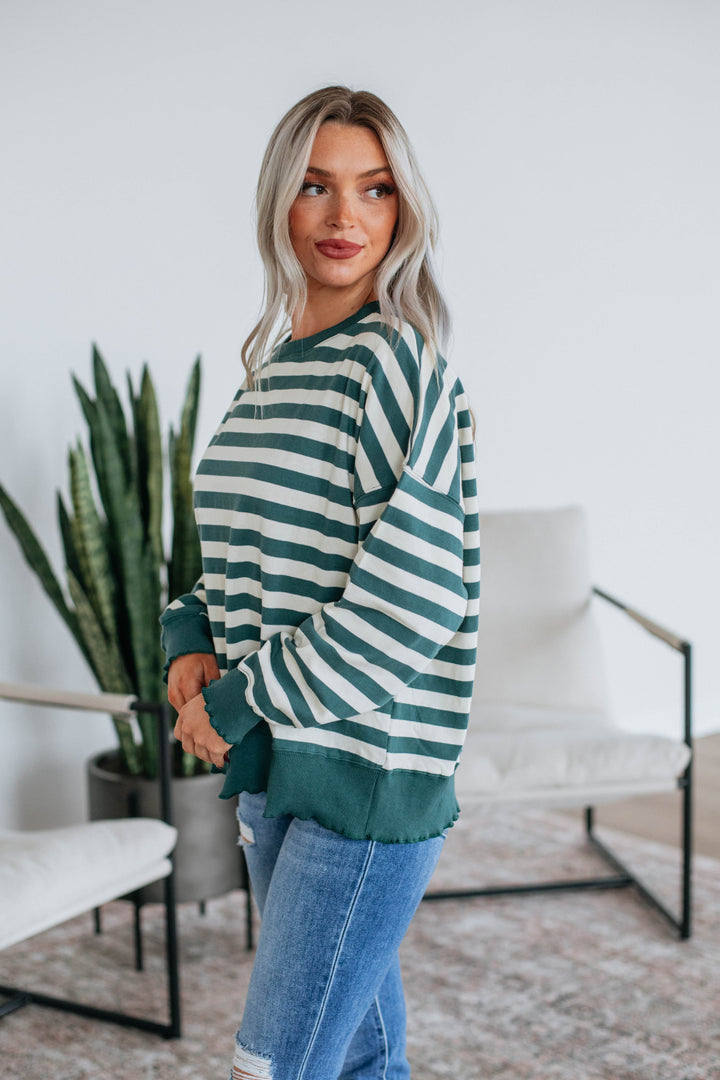 Xenia Striped Pullover - Jade