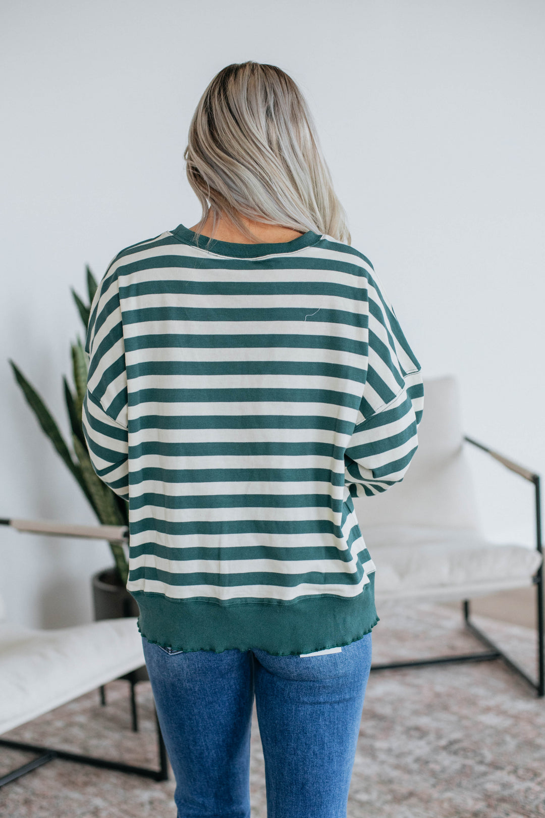 Xenia Striped Pullover - Jade