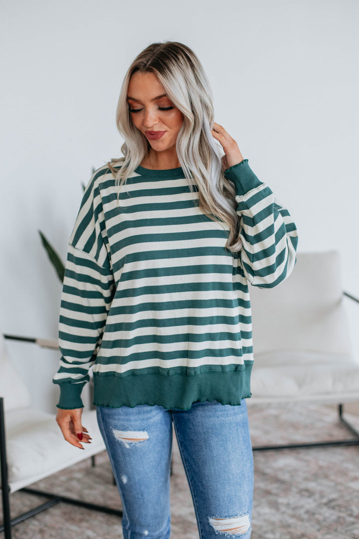 Xenia Striped Pullover - Jade