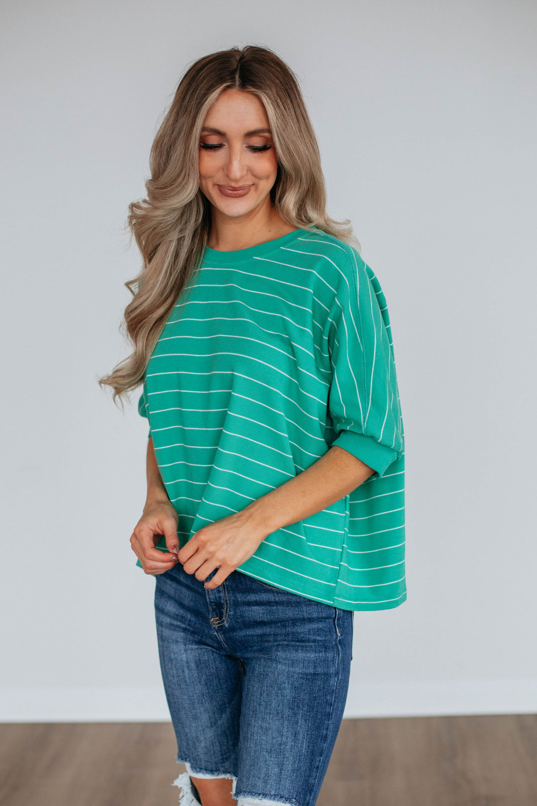 Zaria Striped Top - Seafoam