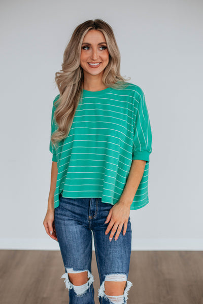 Zaria Striped Top - Seafoam